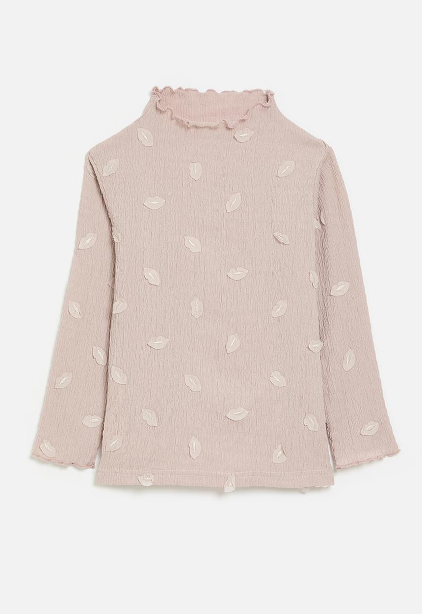 Pop Candy - Leaf applique textured top - pink