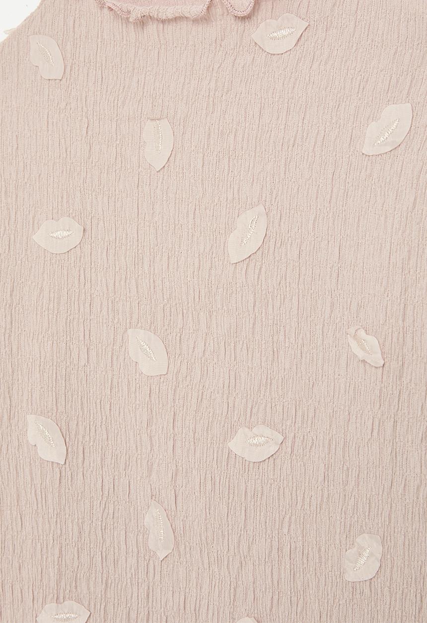 Pop Candy - Leaf applique textured top - pink