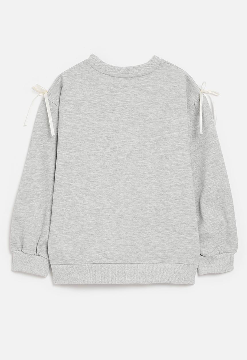 Pop Candy - Bow applique sweat top - grey