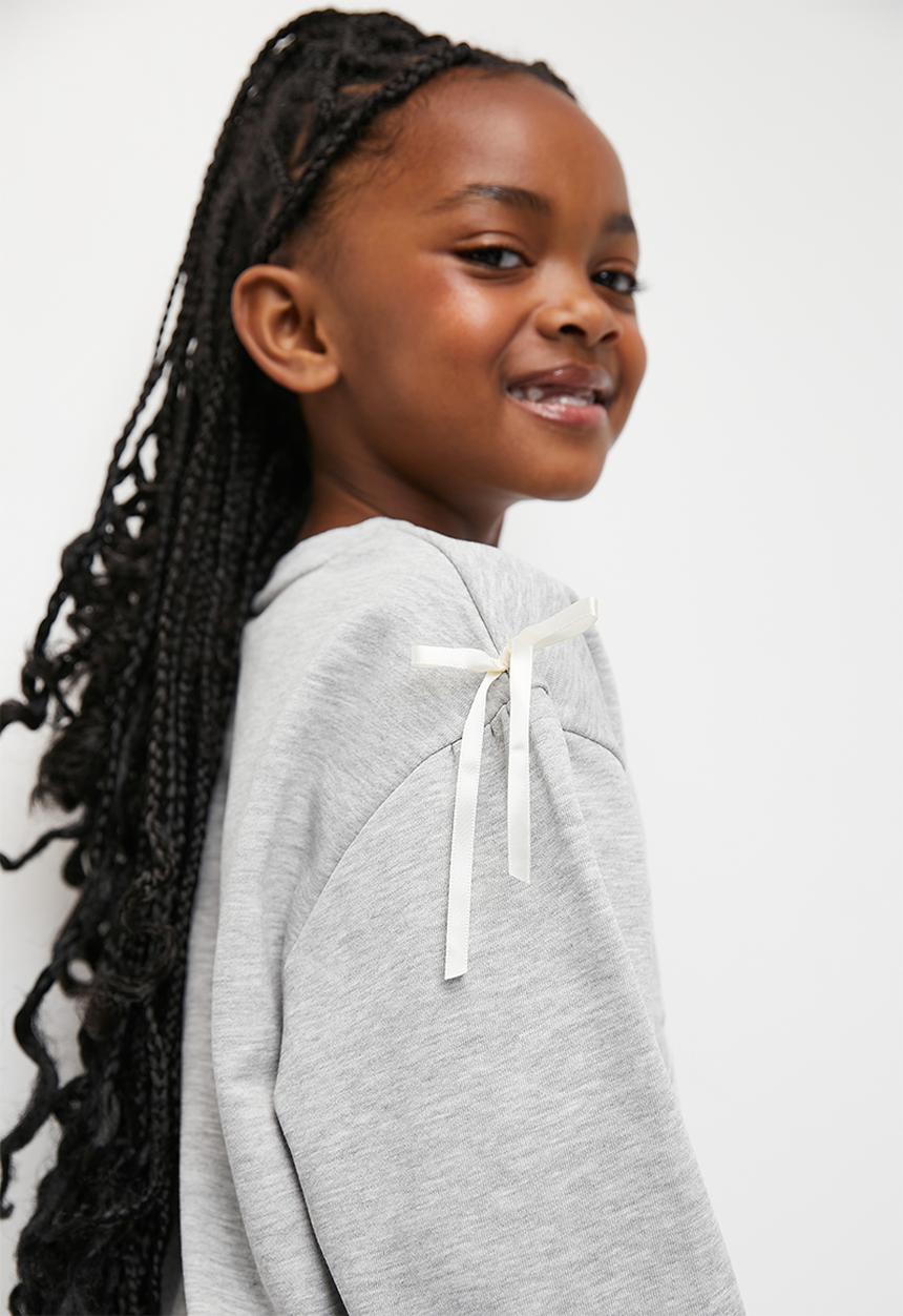 Pop Candy - Bow applique sweat top - grey