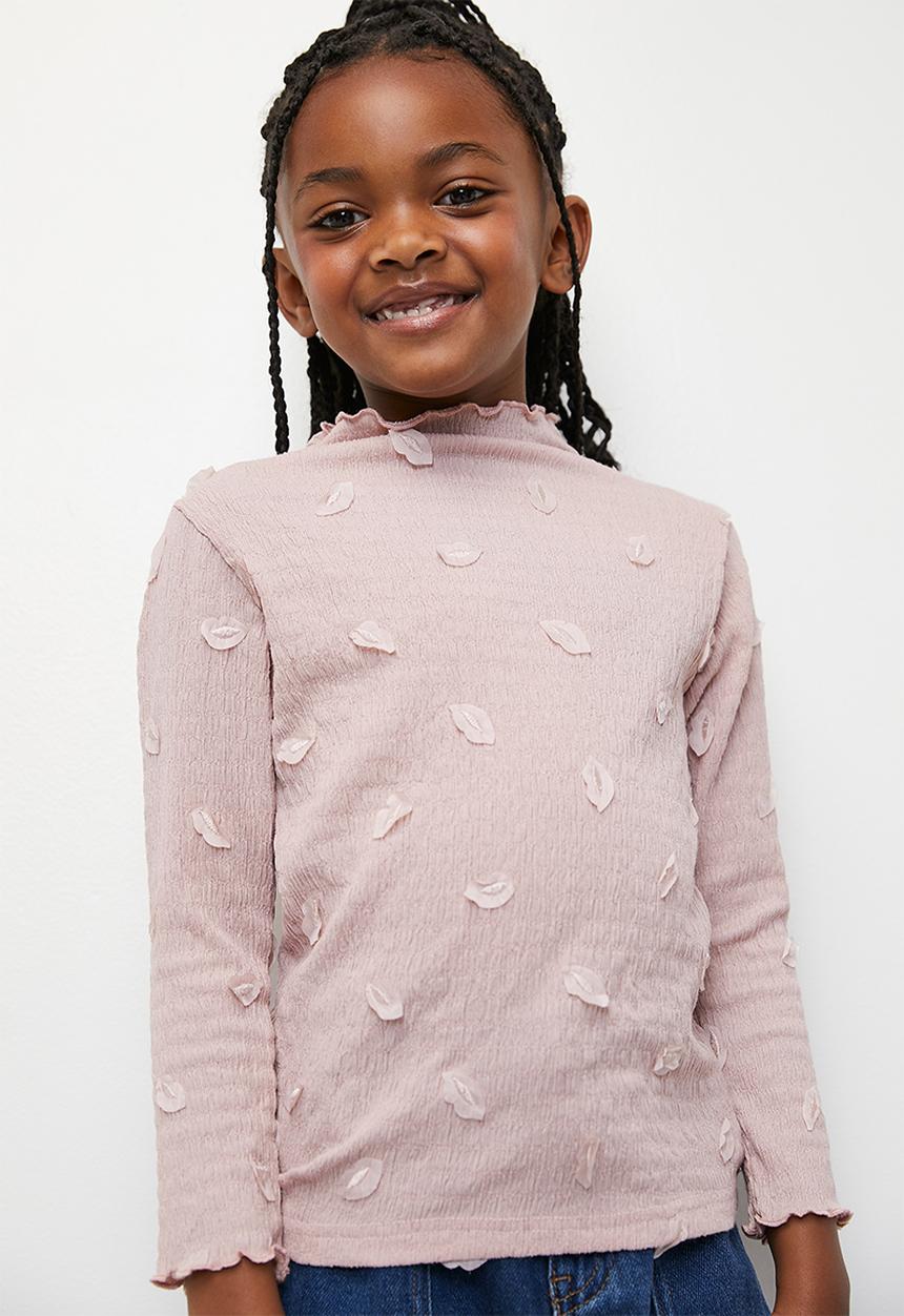 Pop Candy - Leaf applique textured top - pink