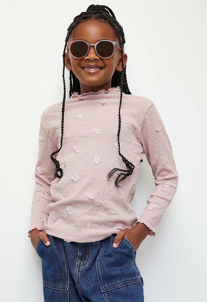 Pop Candy - Leaf applique textured top - pink