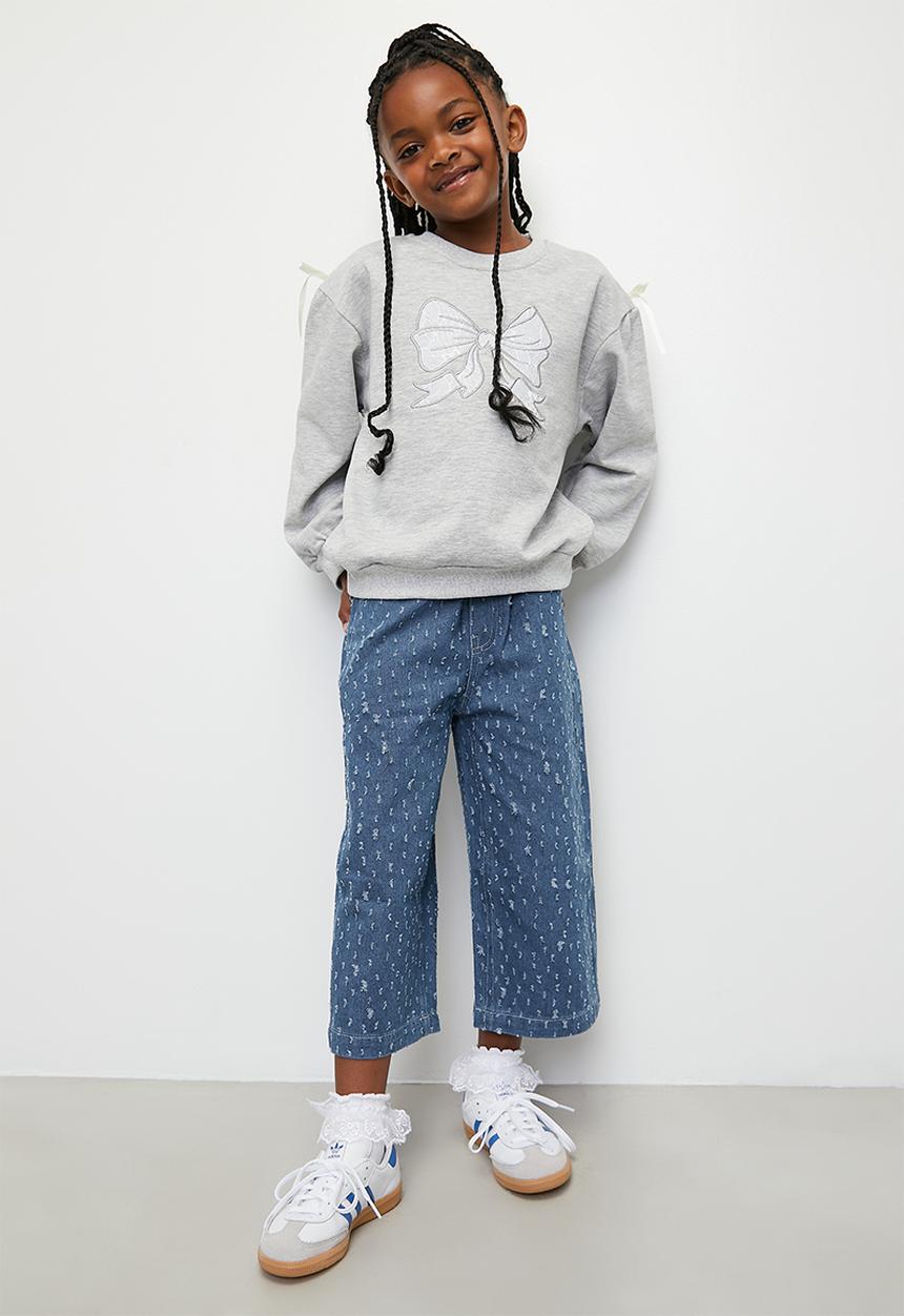 Pop Candy - Cropped wide leg jeans-blue