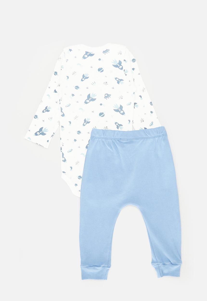 Pop Candy - Printed bodyvest & pants - blue & white
