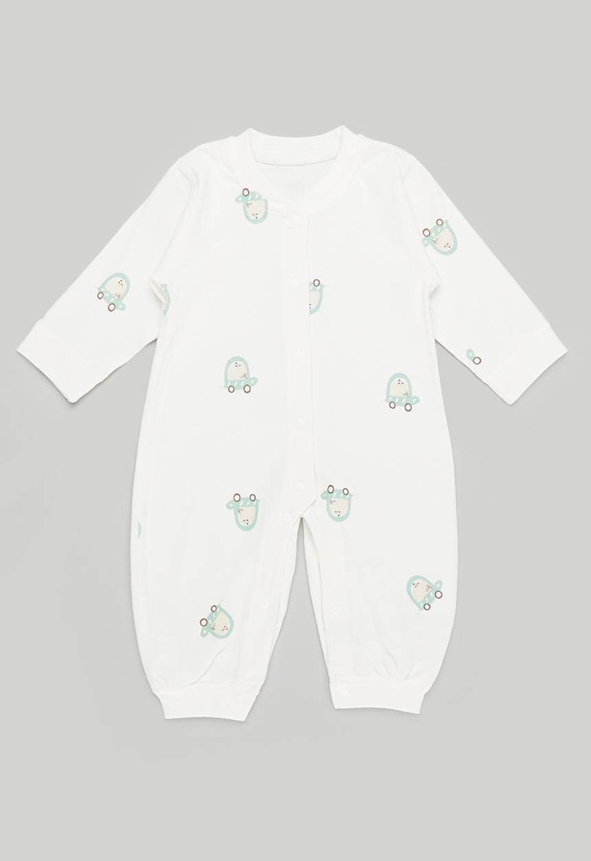 Pop Candy - Printed button up romper - white