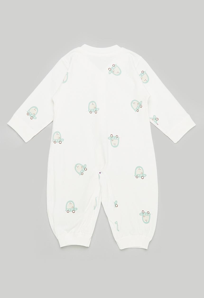 Pop Candy - Printed button up romper - white