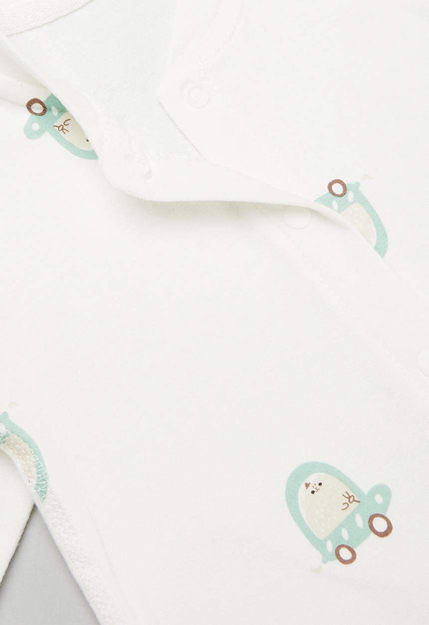 Pop Candy - Printed button up romper - white