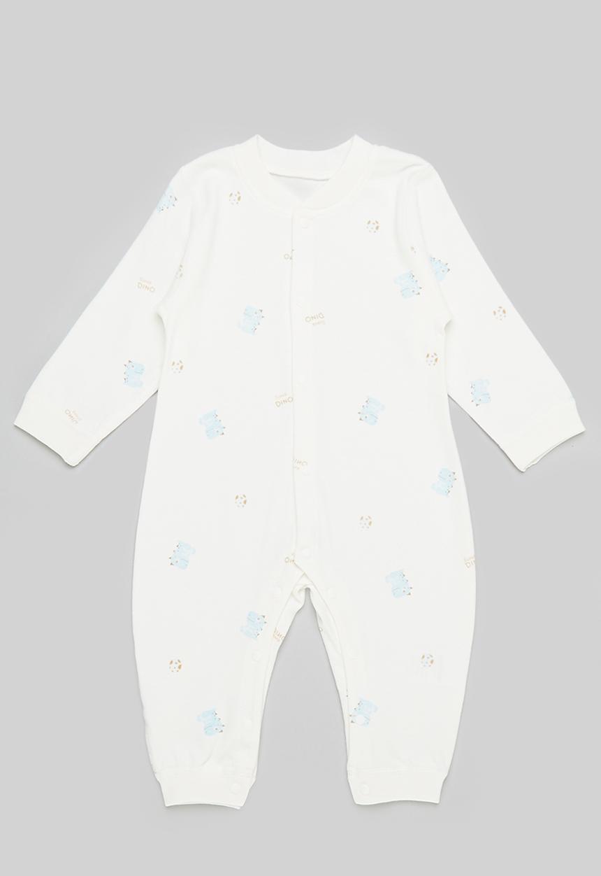 Pop Candy - Printed button up romper - blue & white