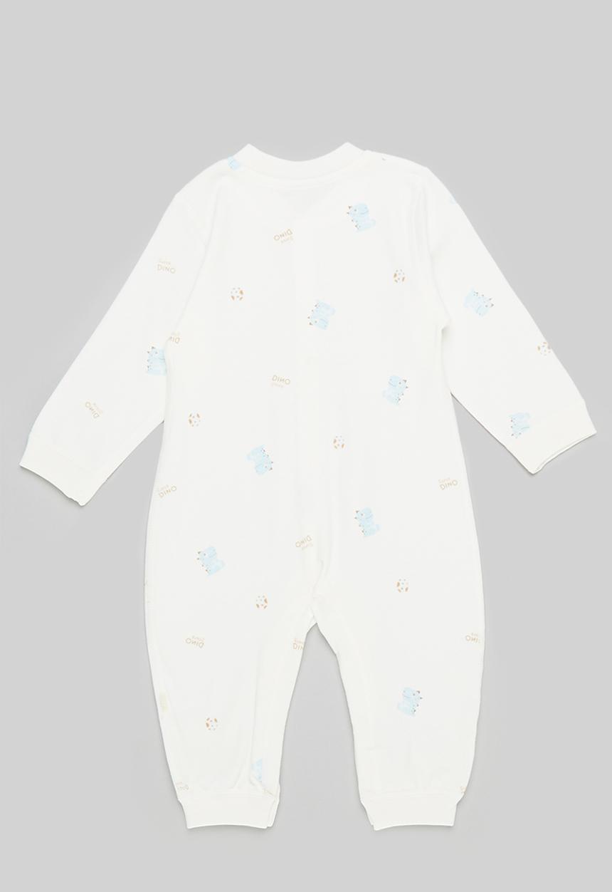 Pop Candy - Printed button up romper - blue & white