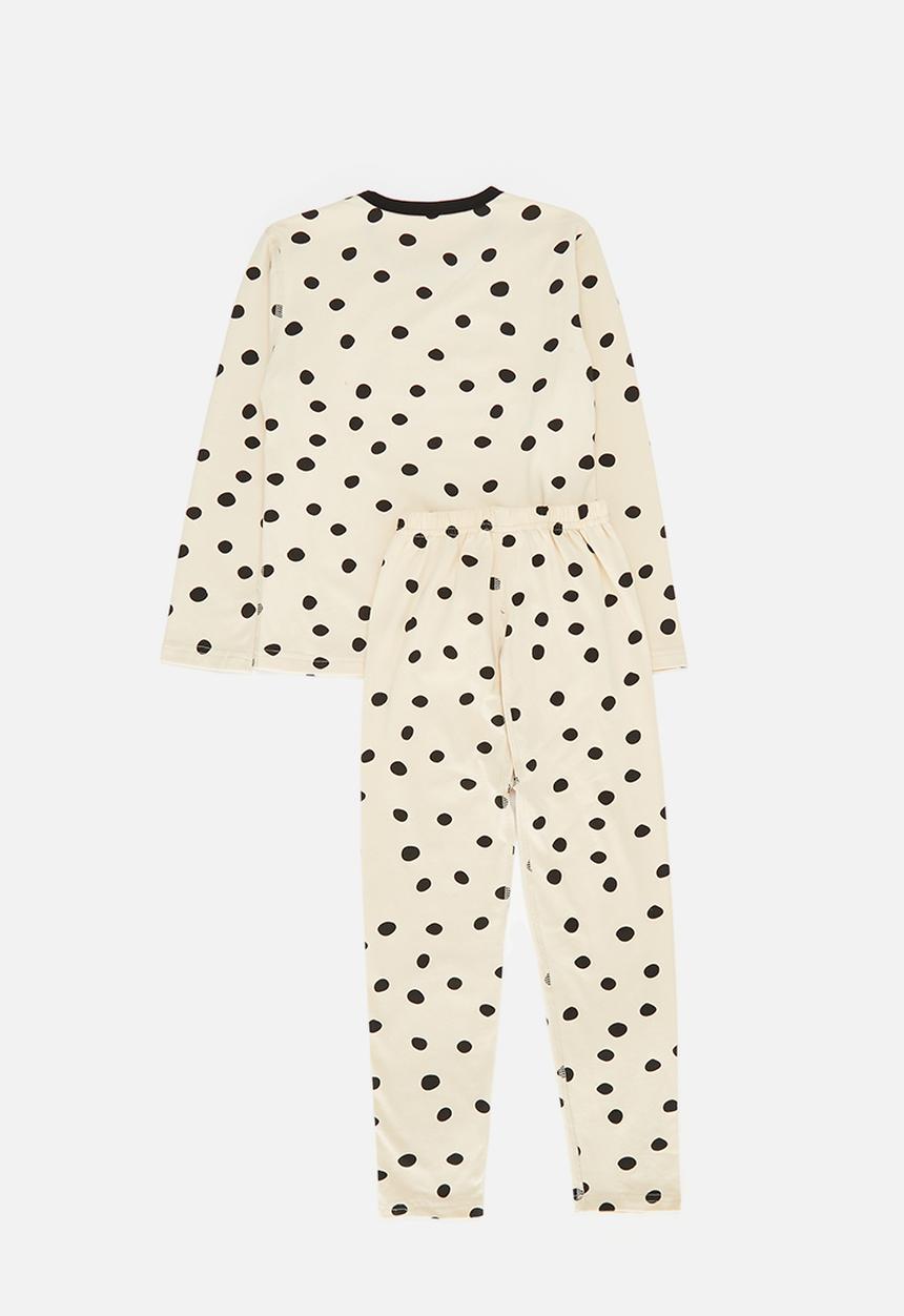 Pop Candy - Polka dot pj set - ecru & black