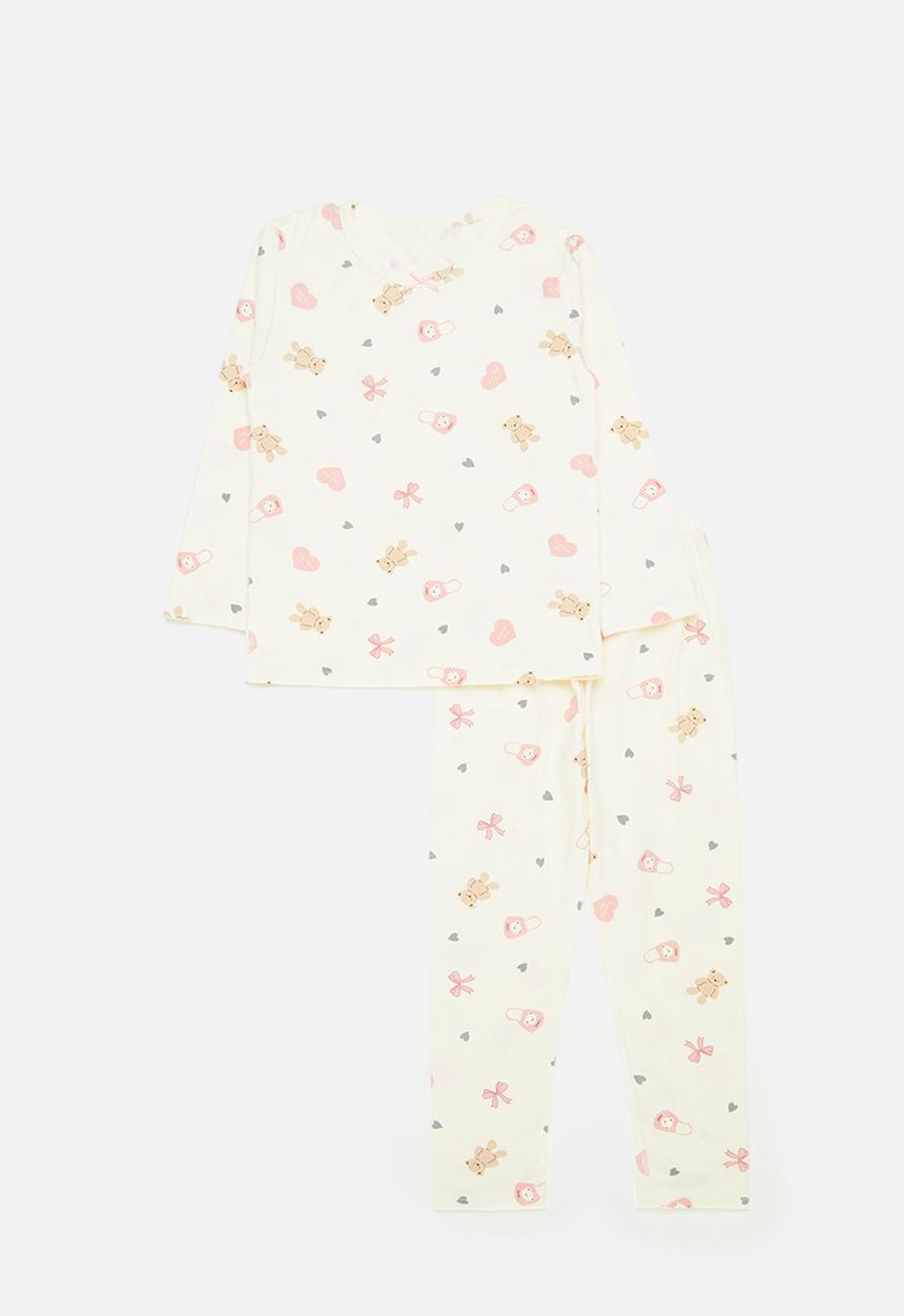 Pop Candy - Printed pj set - ecru & pink