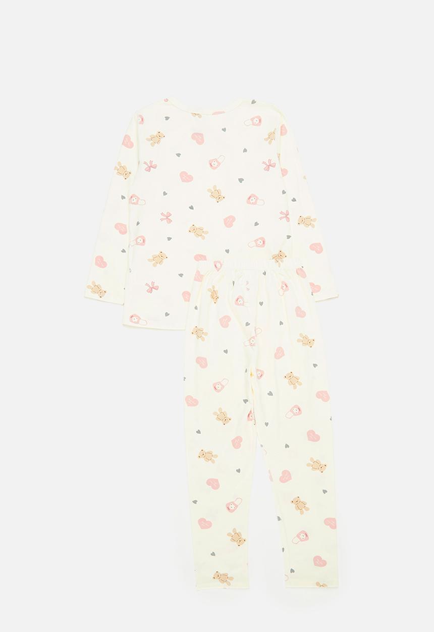Pop Candy - Printed pj set - ecru & pink