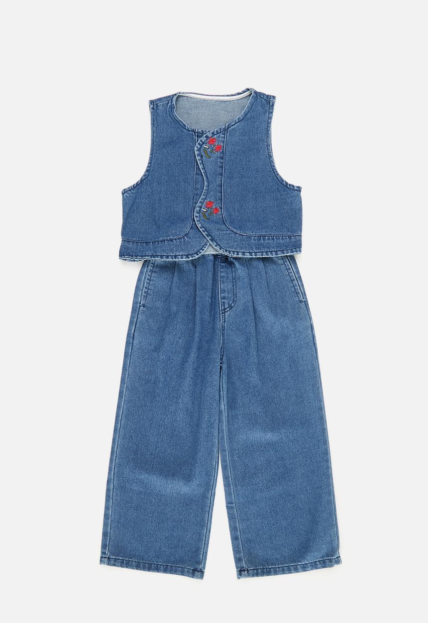 Pop Candy - Denim top & bottom set-blue