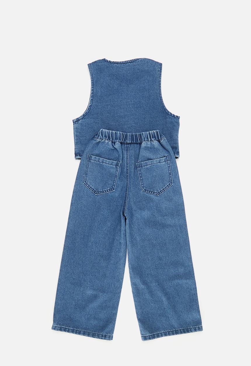 Pop Candy - Denim top & bottom set-blue