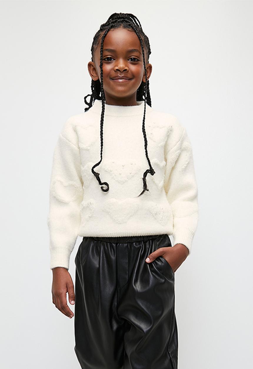 Pop Candy - Heart embossed sweater - ecru