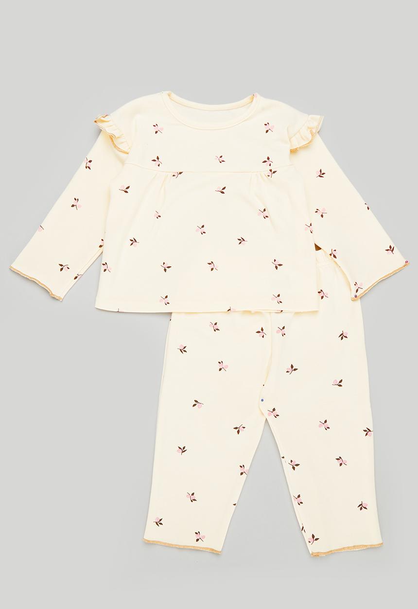 Pop Candy - Frilled top & pant set - ecru