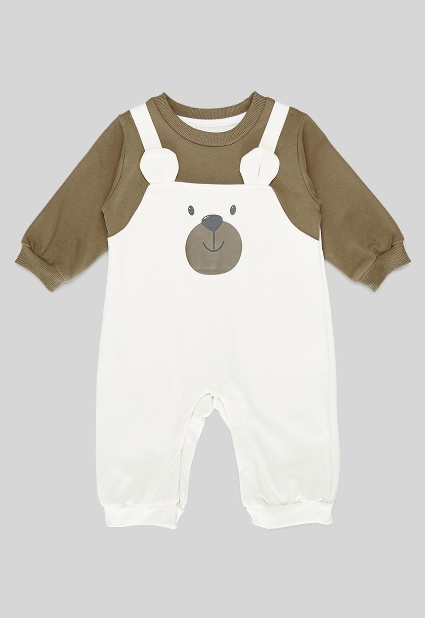 Pop Candy - Contrast romper - ecru & brown