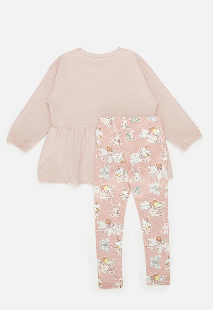 Pop Candy - Frilled hem sweat top & legging set - pink