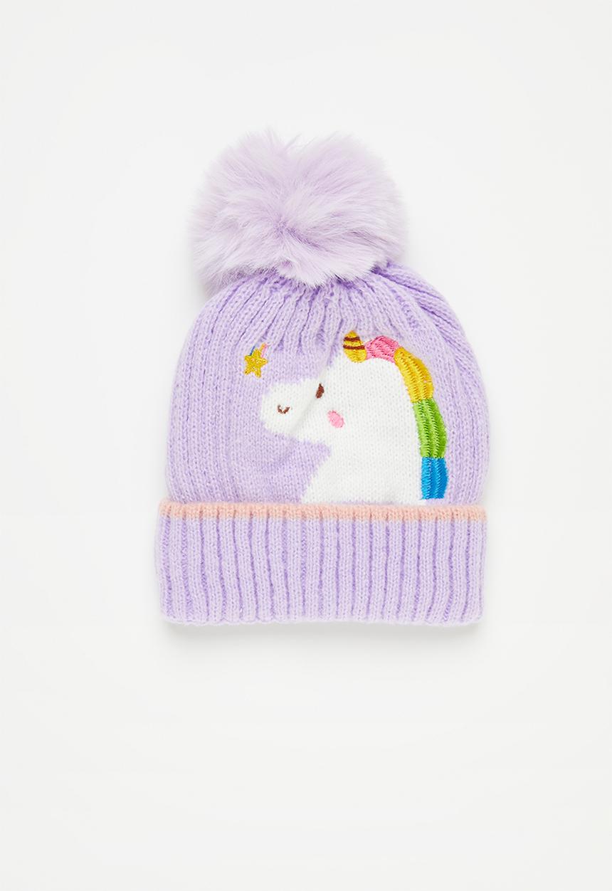 Pop Candy - Applique pom pom beanie - purple