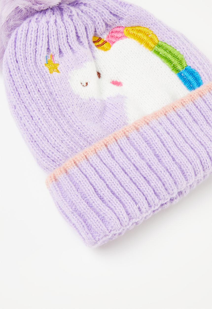 Pop Candy - Applique pom pom beanie - purple