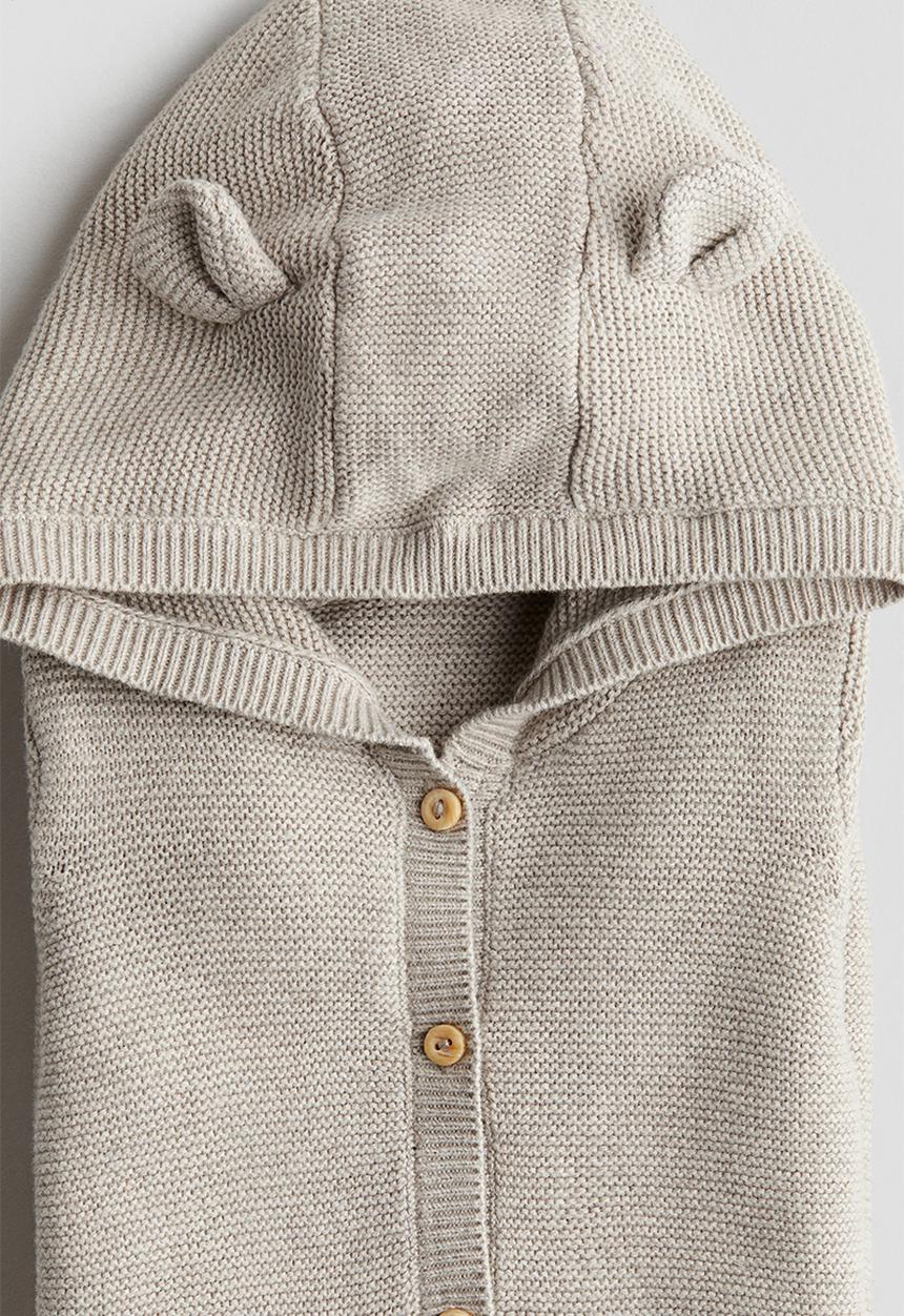 H&M - Cotton-knit romper suit - beige