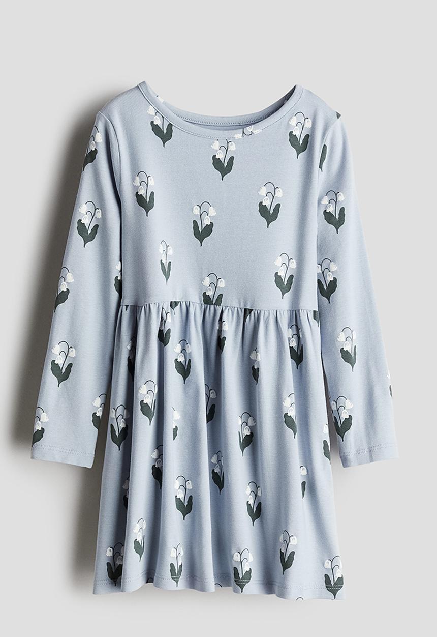 H&M - Printed cotton dress - Light blue Flowers