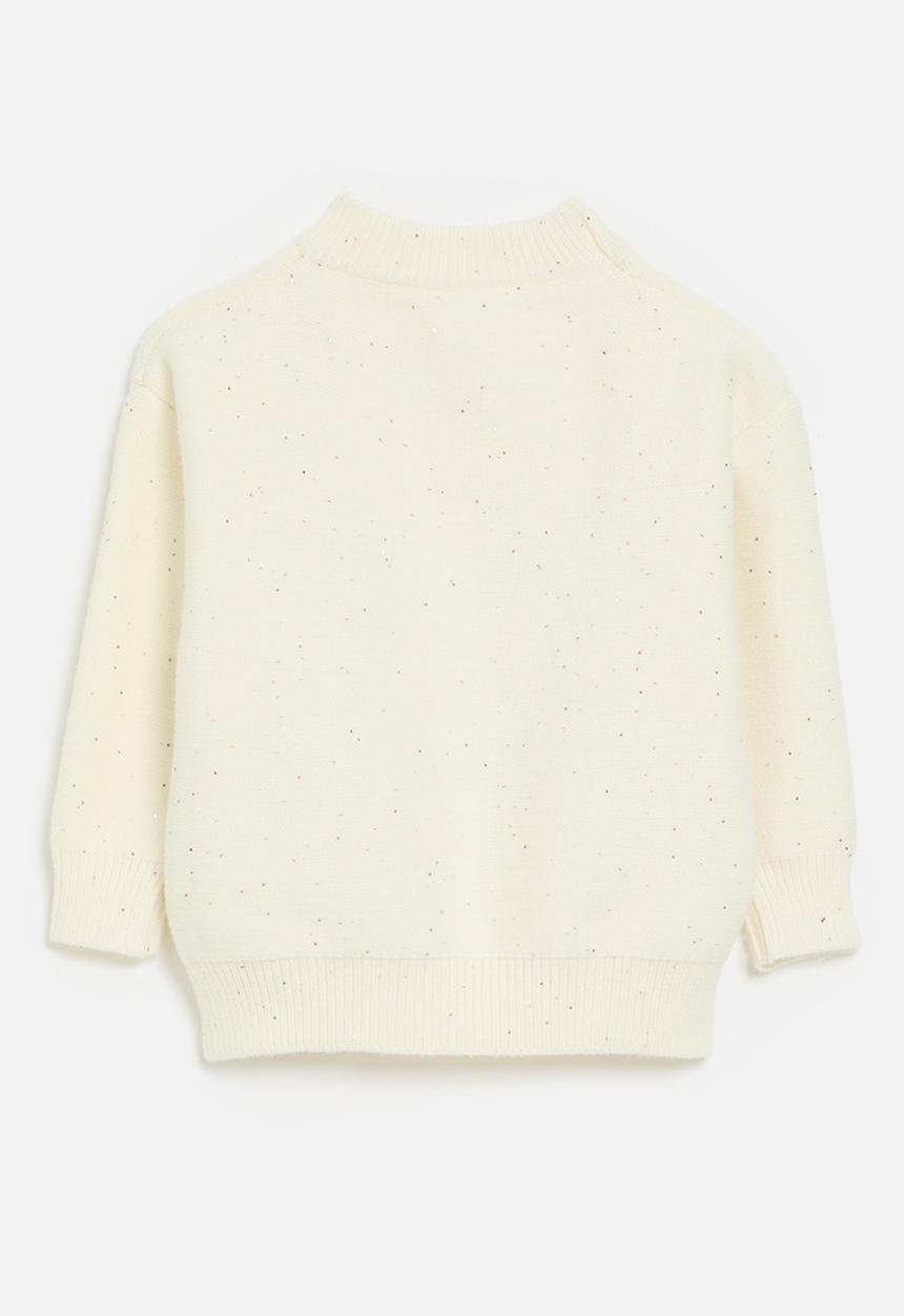Pop Candy - Flamingo applique sweater -ecru