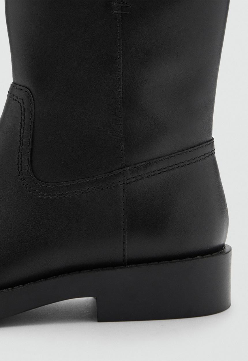 MANGO - Coro leather ankle boot - black