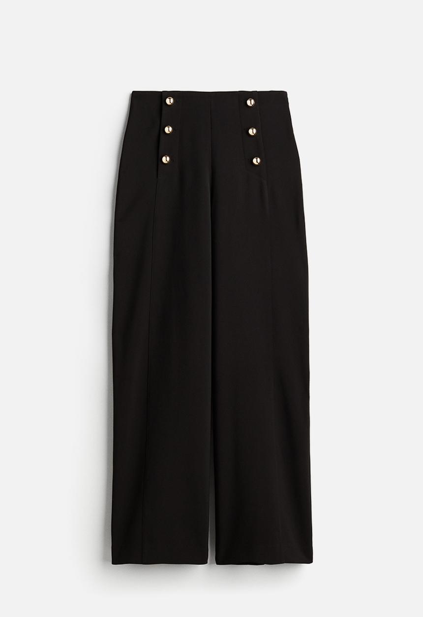 H&M - Button-front twill trousers - black