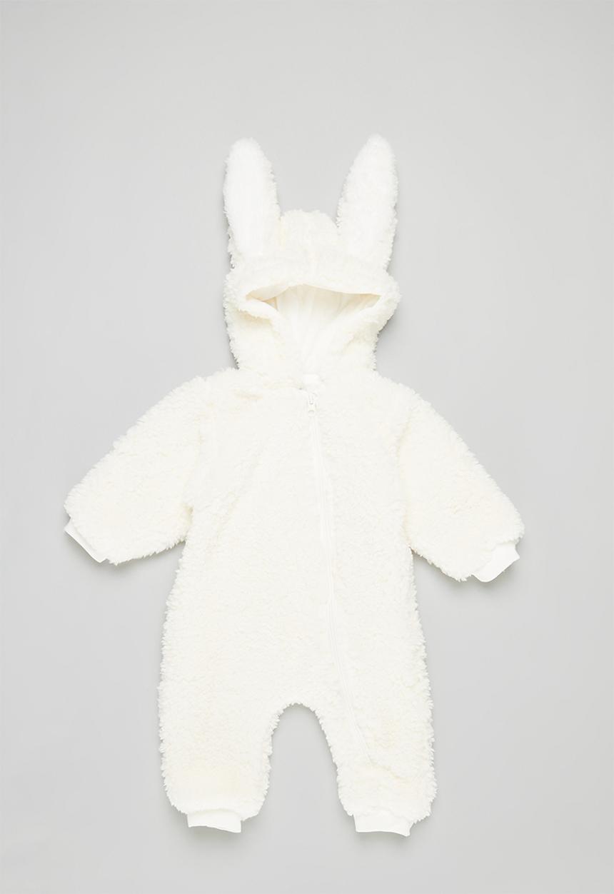 Pop Candy - Hooded zip thru romper - white