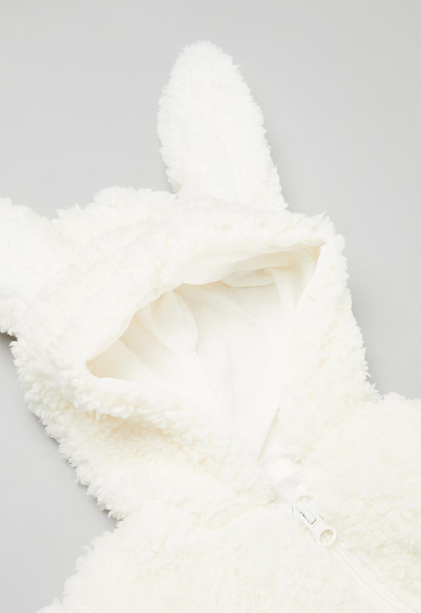 Pop Candy - Hooded zip thru romper - white