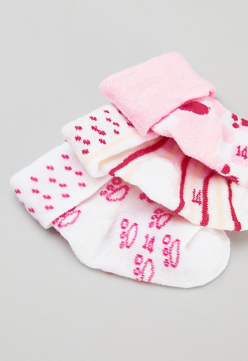 Pop Candy - 3 Pack printed socks-white & pink