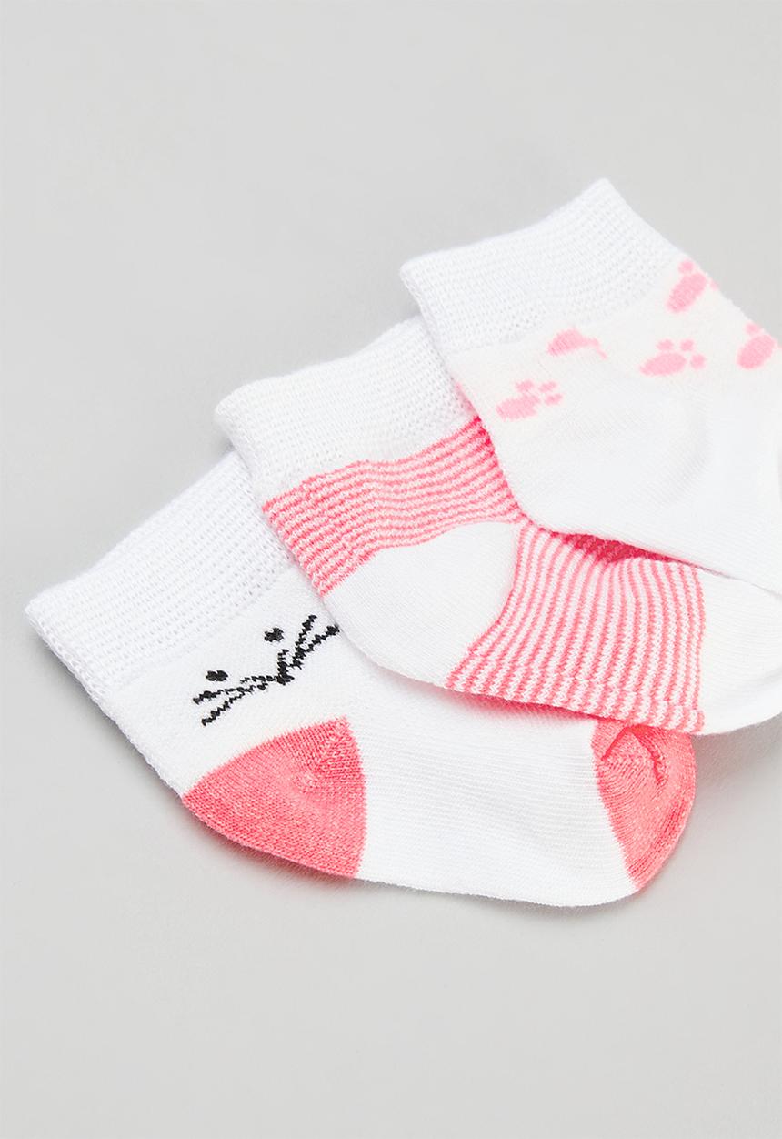 Pop Candy - 3 Pack printed socks-pink & white