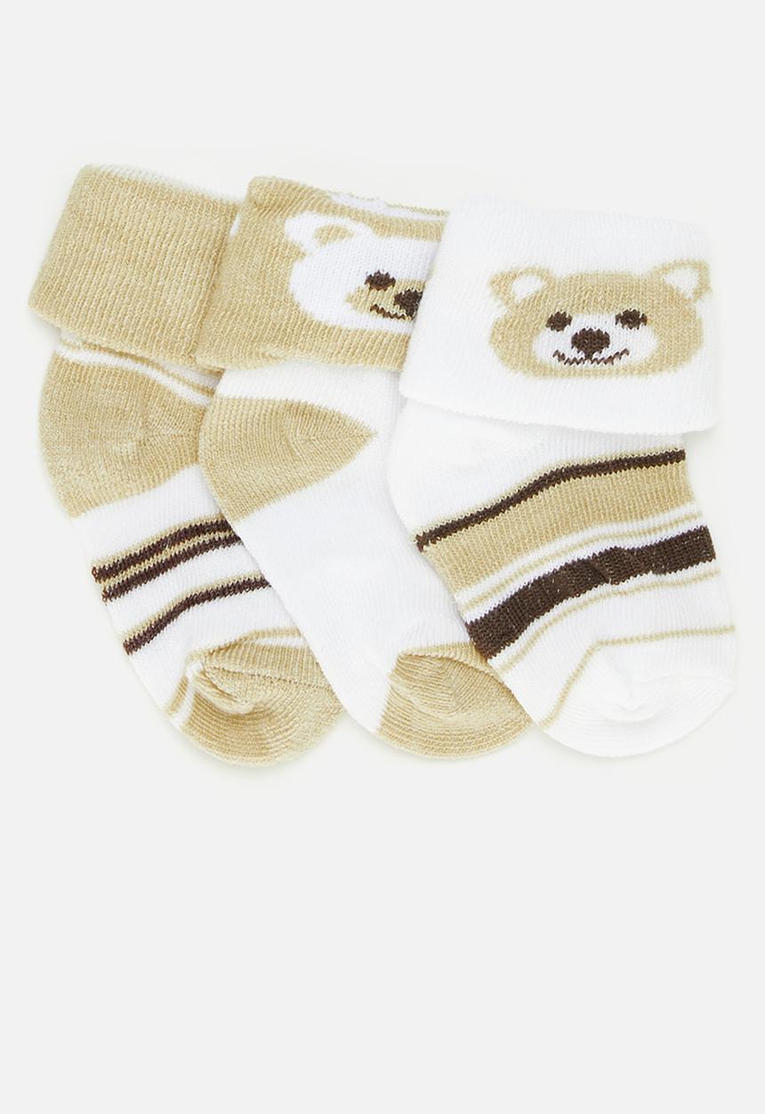 Pop Candy - 3 Pack printed socks-brown & white