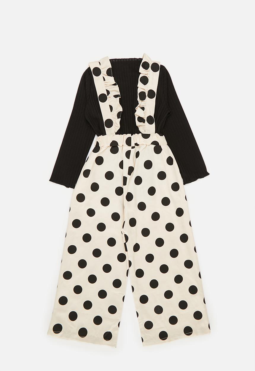 Pop Candy - Polka dot pants & top set-black & white