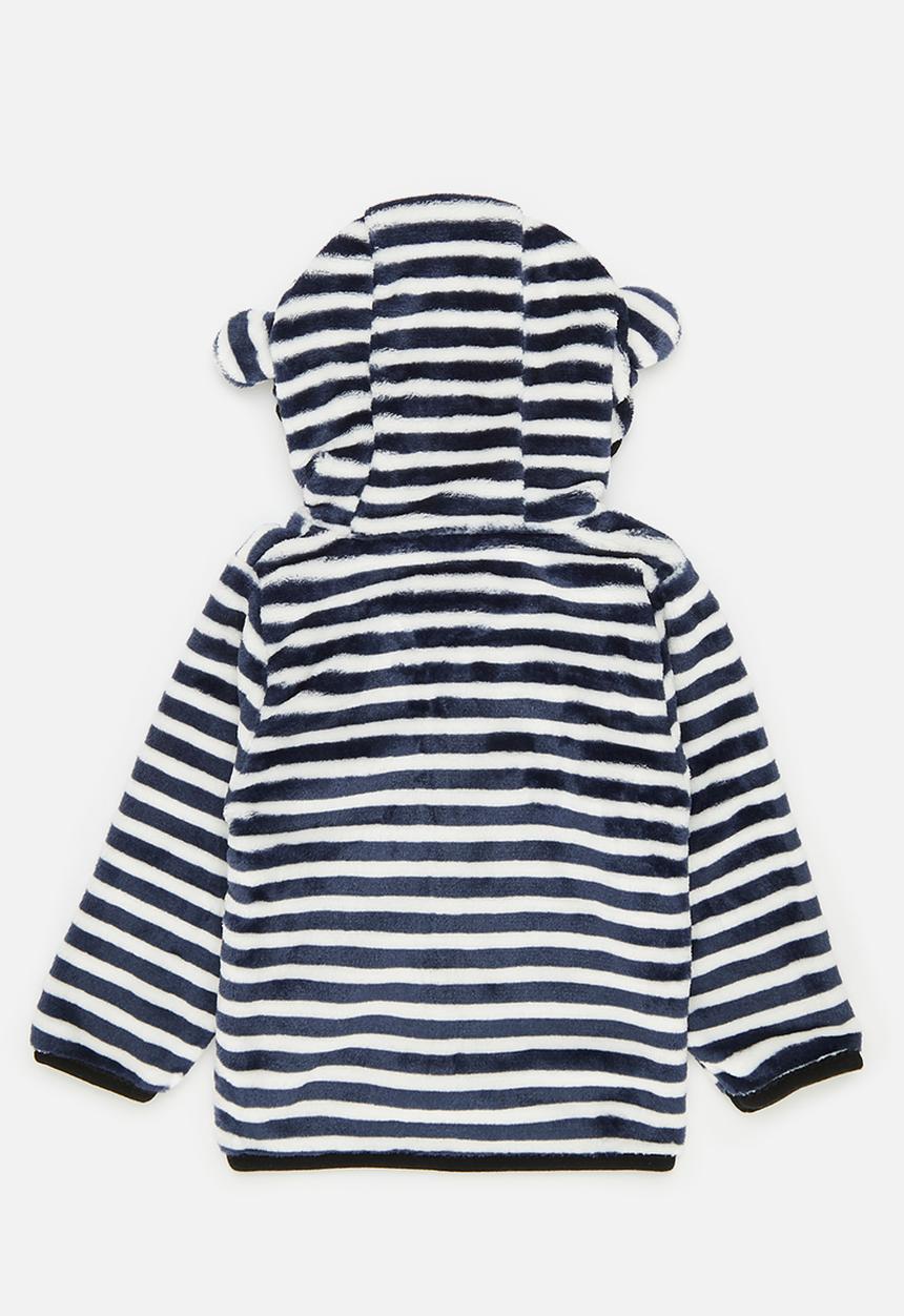 Pop Candy - Hooded zip thru jacket-blue & white