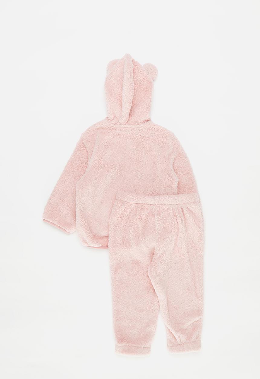 Pop Candy - Mink fabric tracksuit with 3D bear badge - pink
