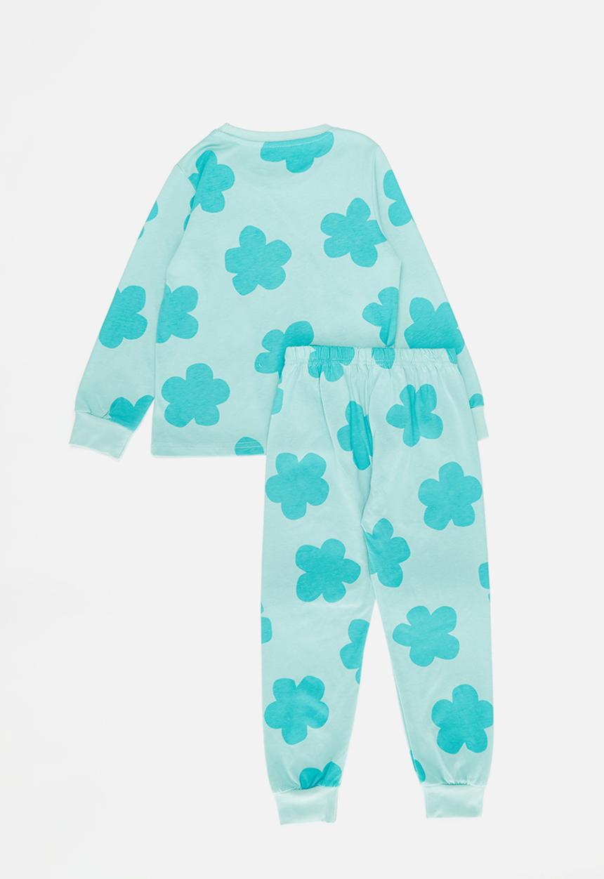 Pop Candy - Rainbow applique print pj set-blue