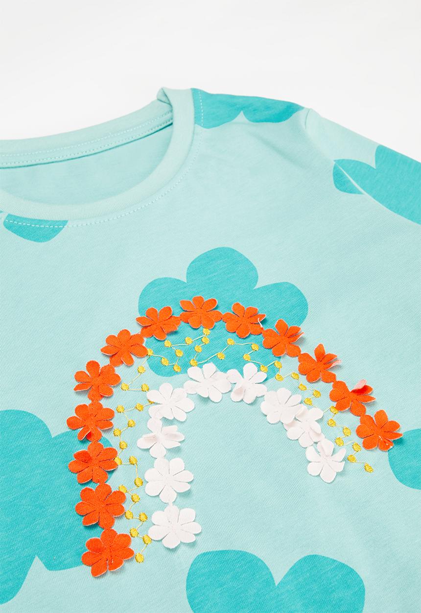 Pop Candy - Rainbow applique print pj set-blue