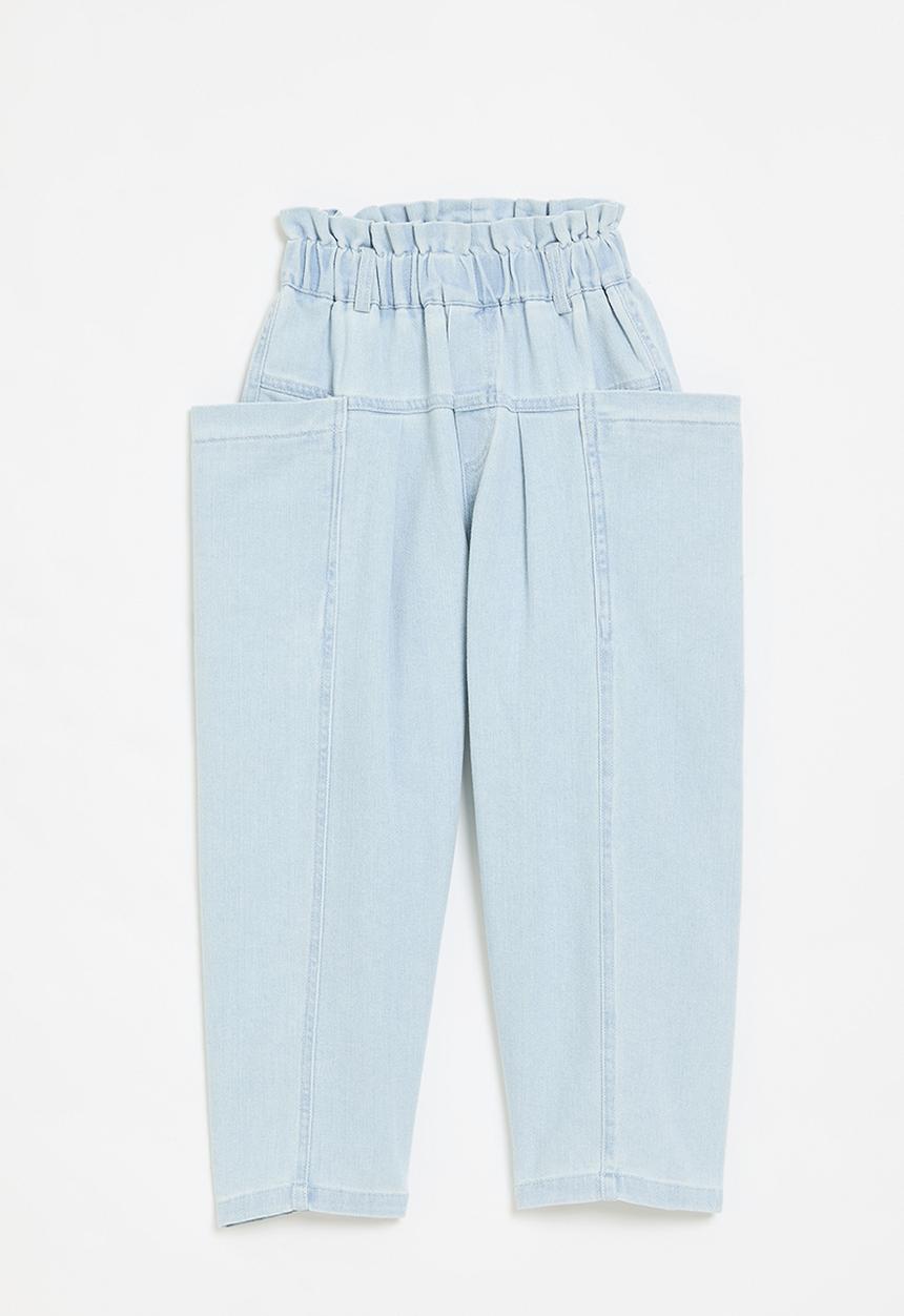 Pop Candy - Paperbag waist jeans-light blue
