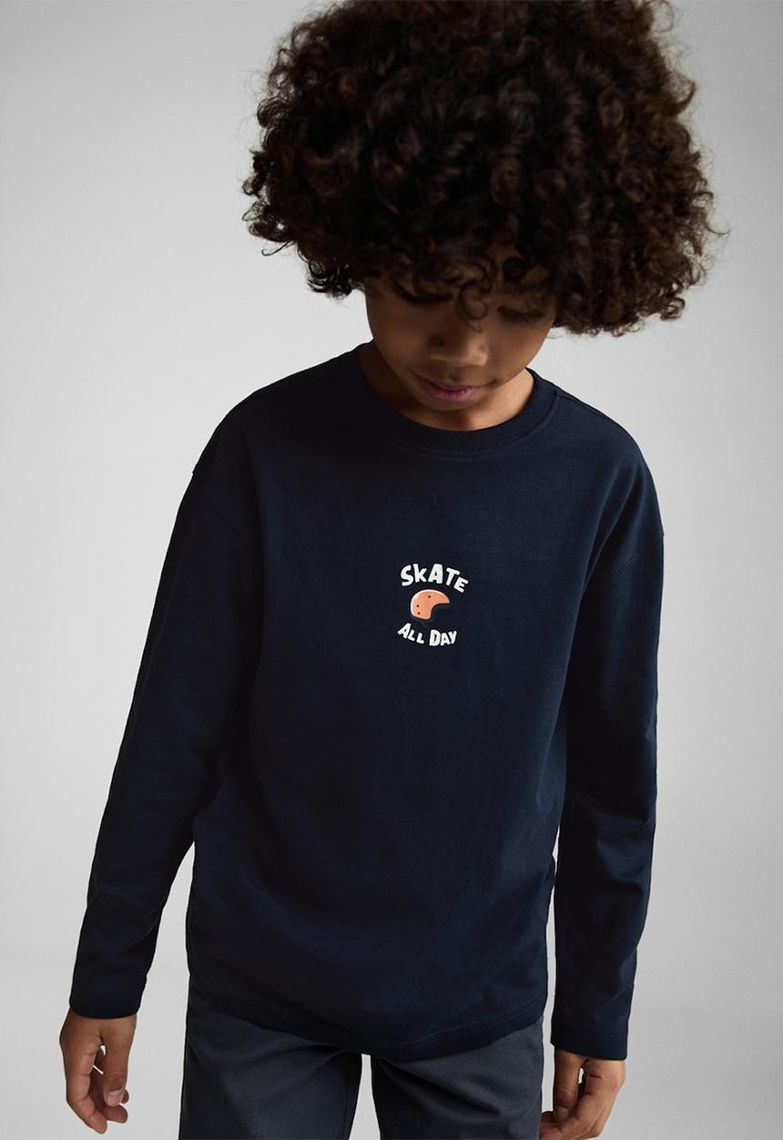 MANGO - T-shirt enjoy - navy