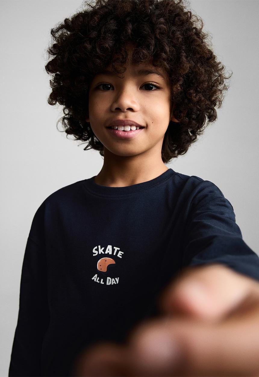 MANGO - T-shirt enjoy - navy