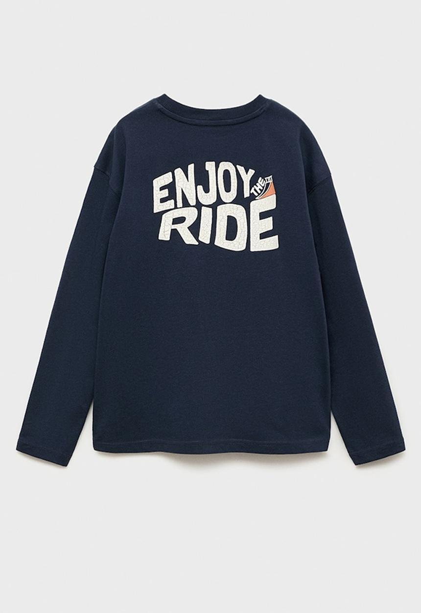 MANGO - T-shirt enjoy - navy