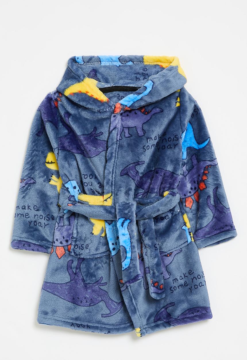 Pop Candy - Dino print hooded gown-blue