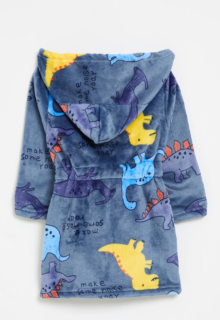 Pop Candy - Dino print hooded gown-blue