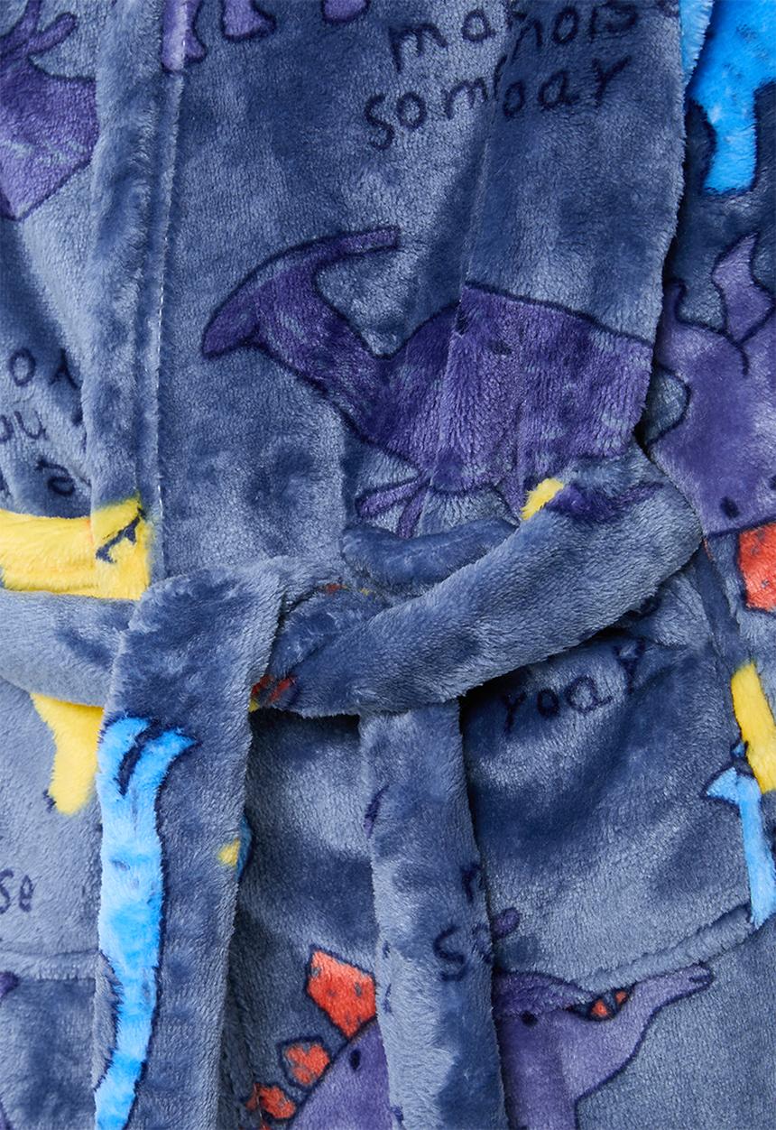 Pop Candy - Dino print hooded gown-blue