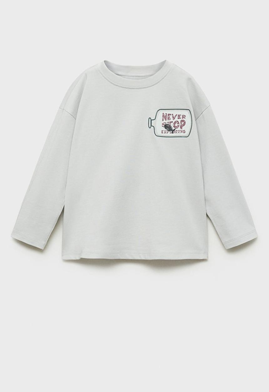 MANGO - T-shirt stop - light pastel gray