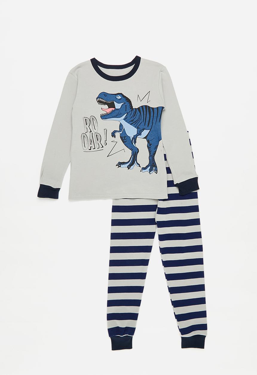 Pop Candy - Striped pj set-grey & blue