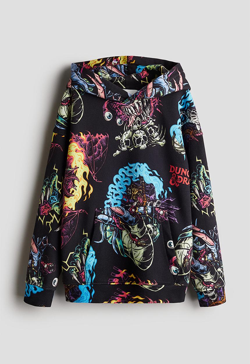H&M - Motif-detail hoodie - Black