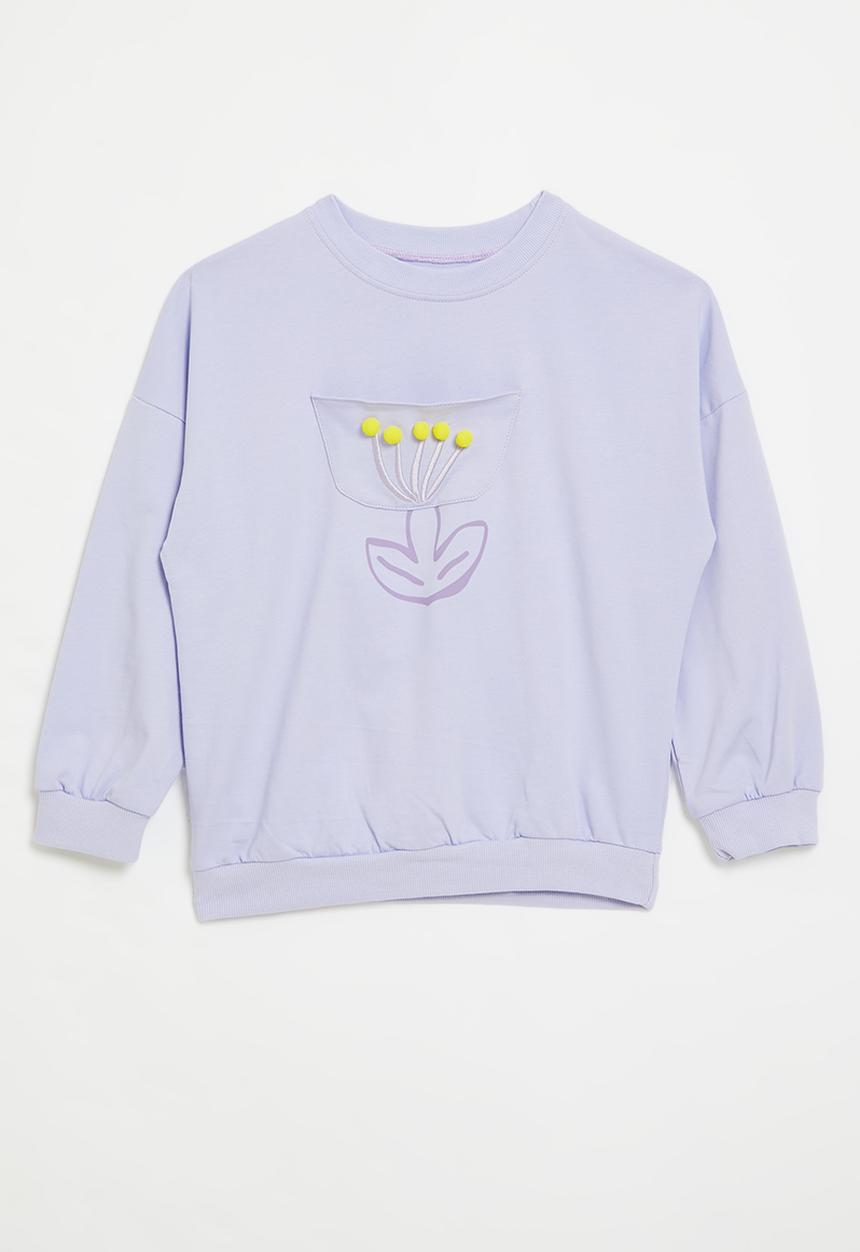 Pop Candy - Floral applique sweat top - purple